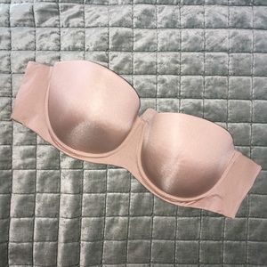 Nude Strapless Silk Bra